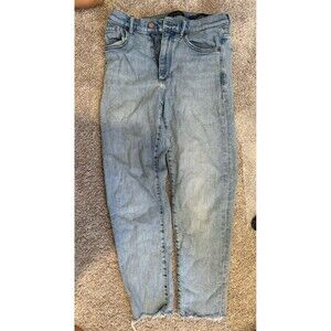 Banana Republic Jeans Womens 27 High Rise Leg Crop Stretch Raw Hem Blue